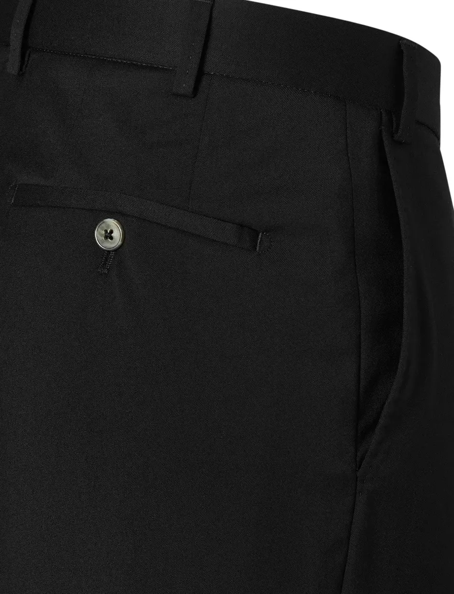 Hiltl Pantalon wol zwart effen Piacenza Regular