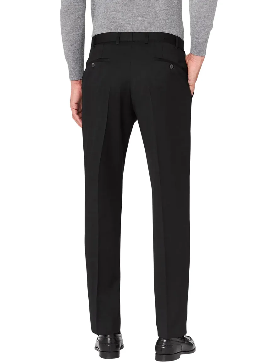 Hiltl Pantalon wol zwart effen Piacenza Regular