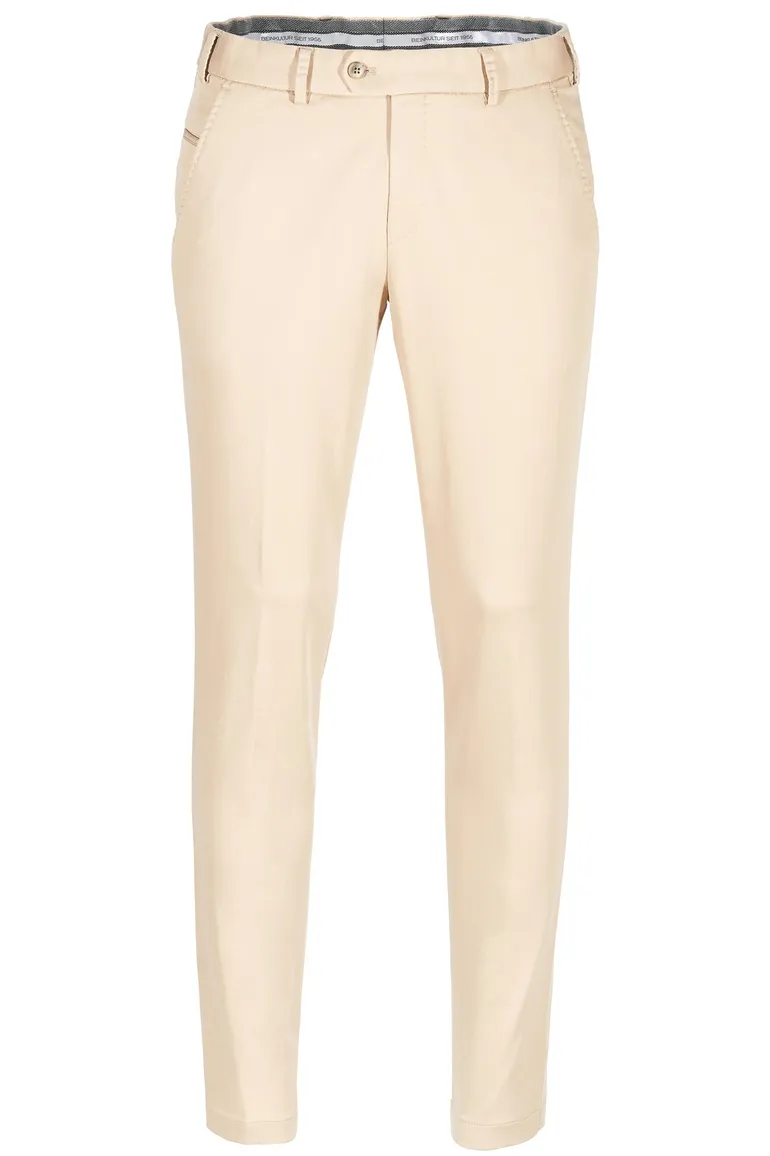 Beige effen katoen tourist broek van Hiltl