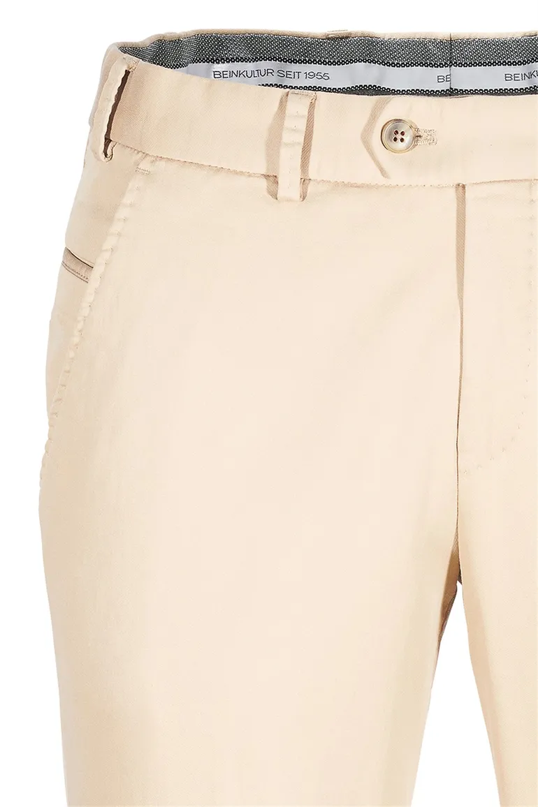 Beige effen katoen tourist broek van Hiltl