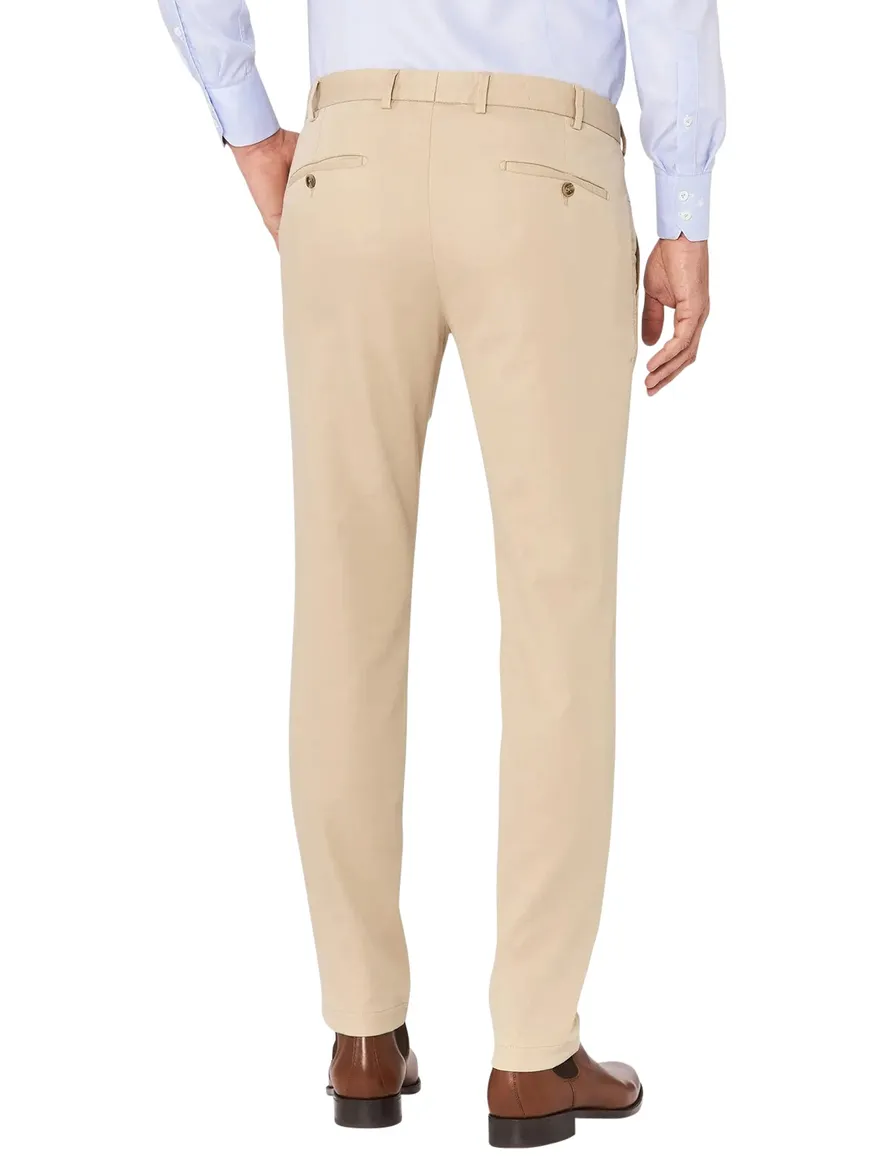 Beige effen katoen tourist broek van Hiltl