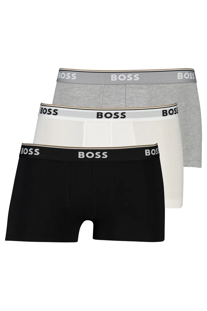 BOSS Black trunk boxershort zwart grijs wit 3-pack