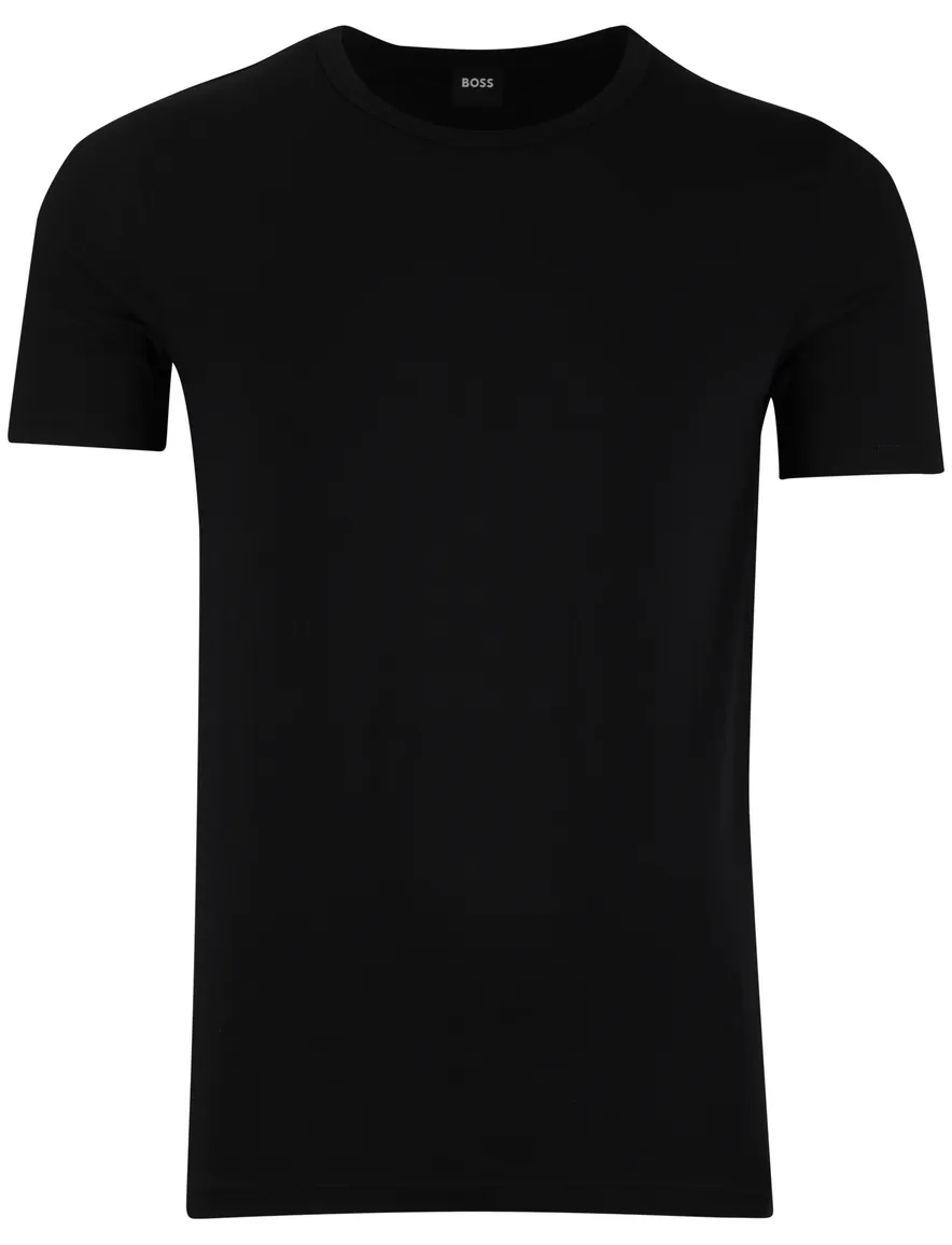 Boss Black t-shirts effen zwart katoen 2 pack