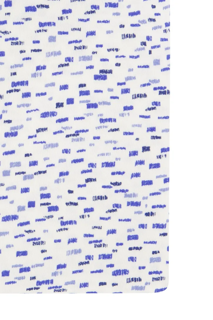 Ledub overhemd wit blauw geprint stretch