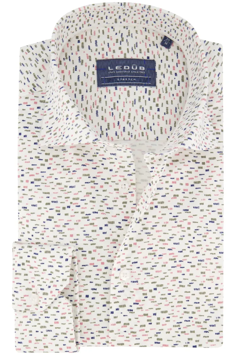 Ledub overhemd donkerblauw geprint