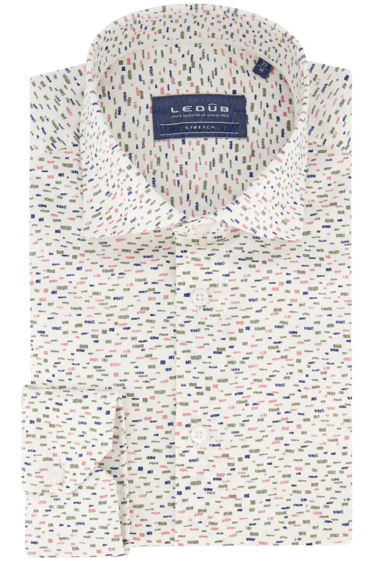 Ledub overhemd donkerblauw geprint