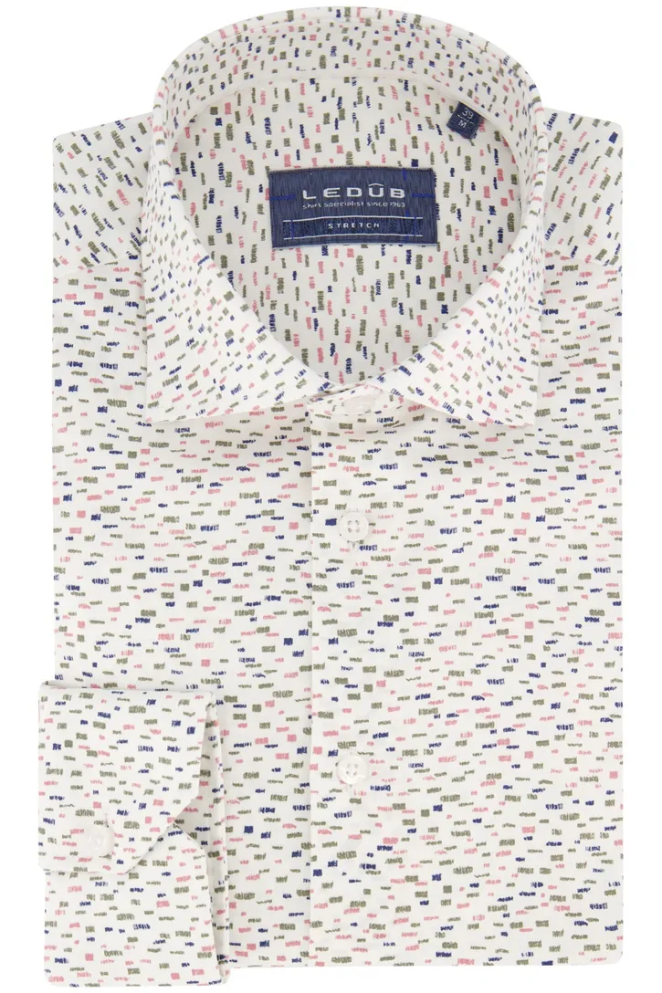 Ledub overhemd Modern Fit New navy print katoen