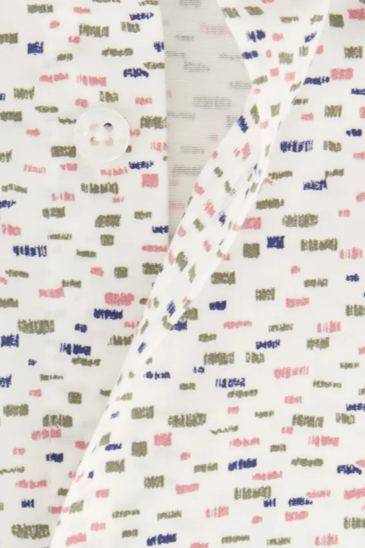 Ledub overhemd Modern Fit New wit print katoen