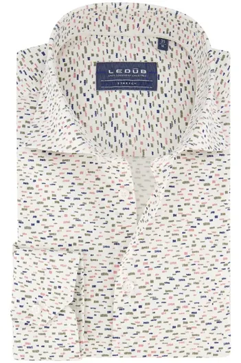 Ledub Ledub overhemd mouwlengte 7 Modern Fit New normale fit groen geprint