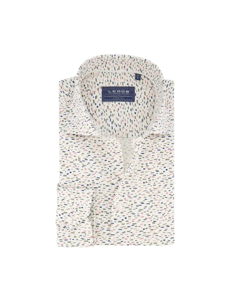 Ledub overhemd mouwlengte 7 Modern Fit New normale fit groen geprint