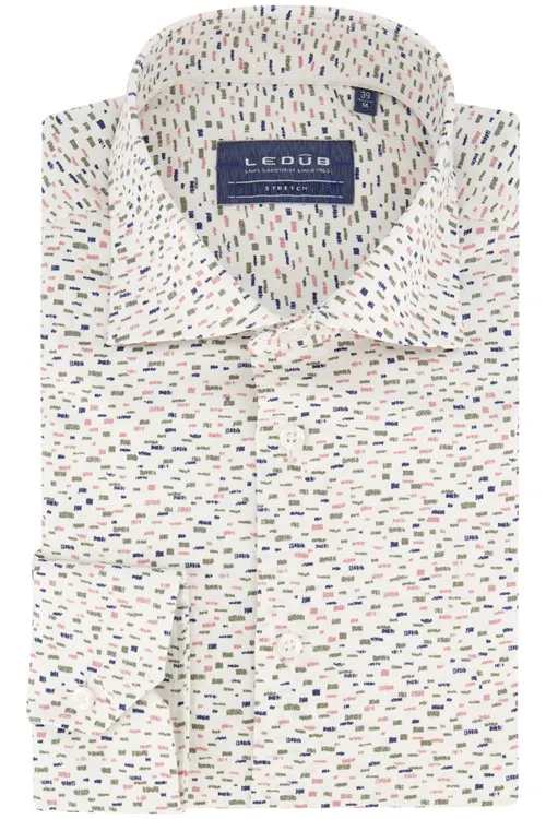 Ledub overhemd mouwlengte 7 Modern Fit New normale fit groen geprint