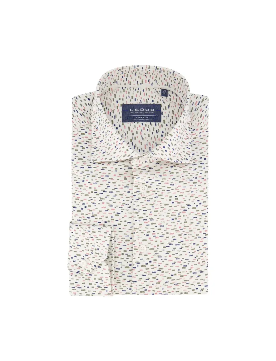 Ledub overhemd mouwlengte 7 Modern Fit New normale fit groen geprint