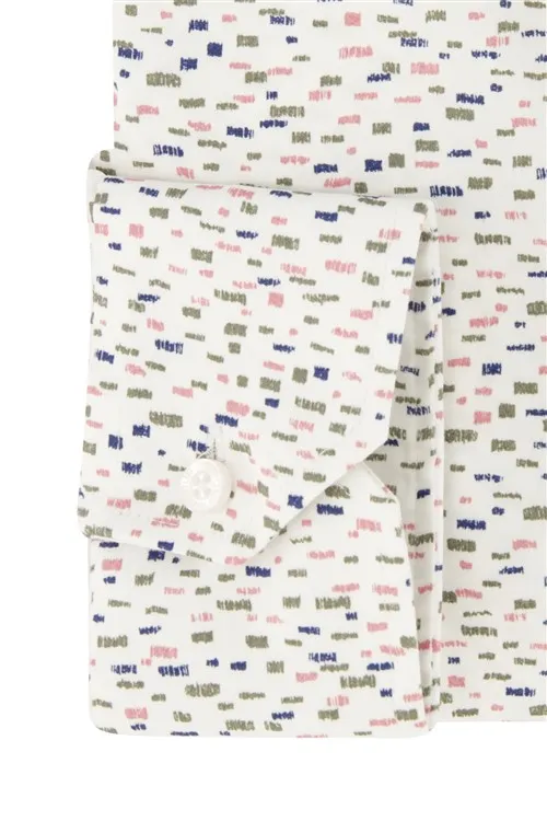Ledub overhemd mouwlengte 7 Modern Fit New normale fit groen geprint