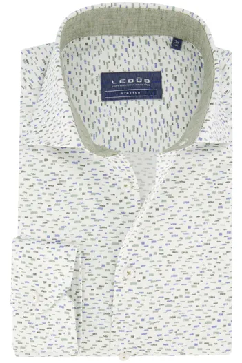 Ledub Normale fit Ledub casual overhemd groen geprint katoen