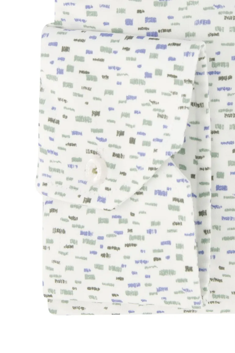 Ledub casual overhemd normale fit groen geprint wide spread boord