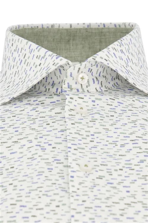 Ledub casual overhemd mouwlengte 7 Modern Fit New normale fit groen geprint katoen