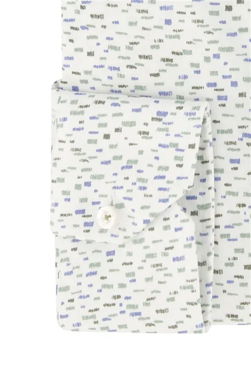 Ledub casual overhemd mouwlengte 7 Modern Fit New normale fit groen geprint katoen