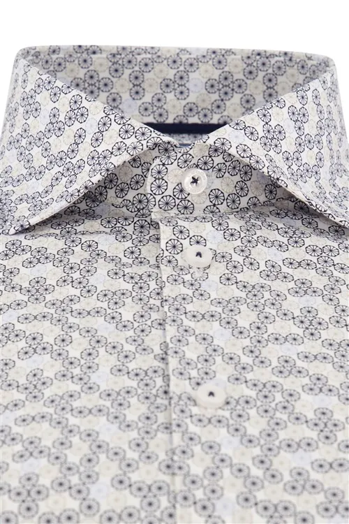 Ledub overhemd patroon wit blauw geprint
