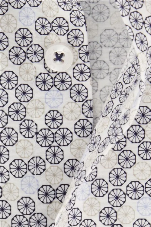Ledub overhemd patroon wit blauw geprint