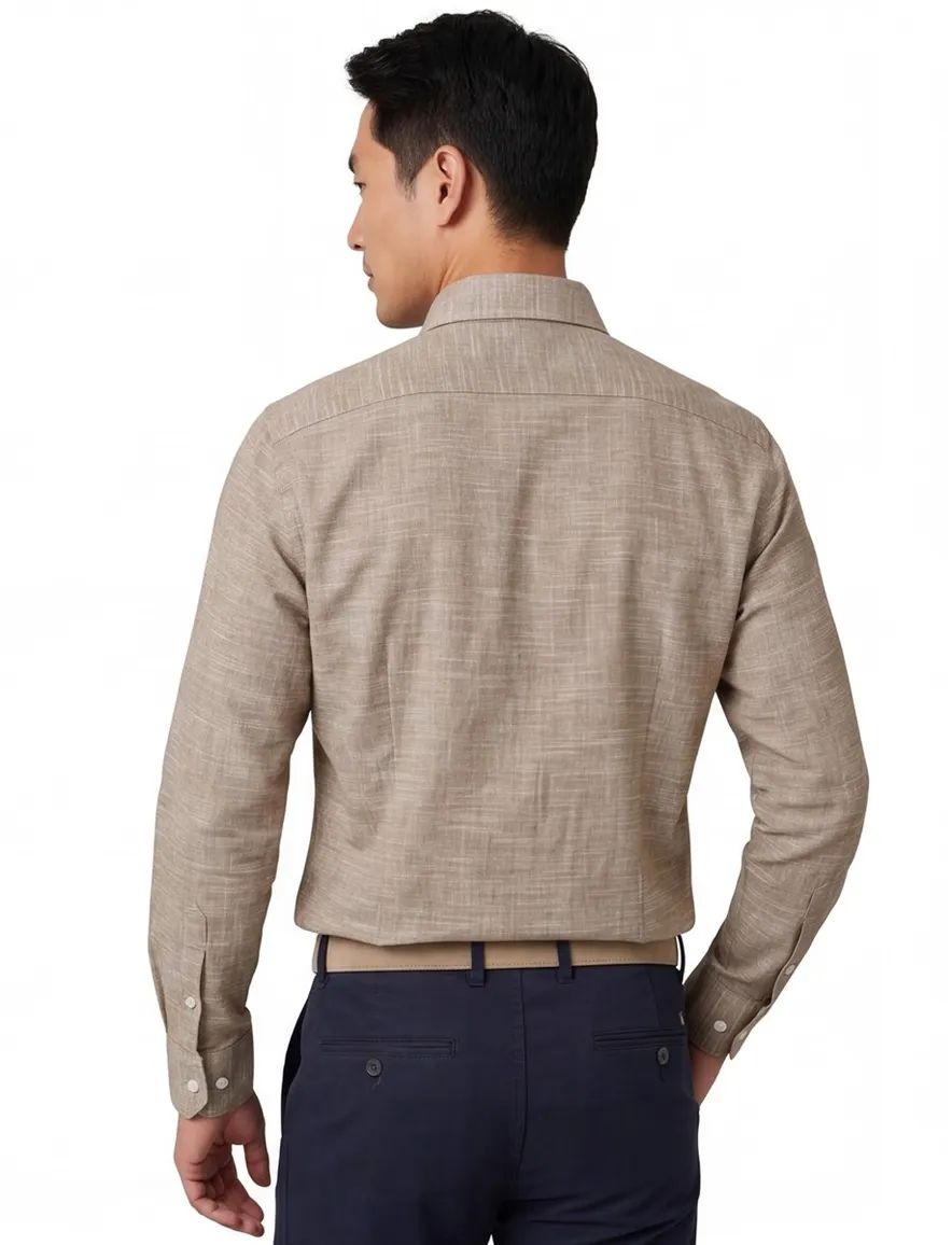 John Miller overhemd bruin effen katoen