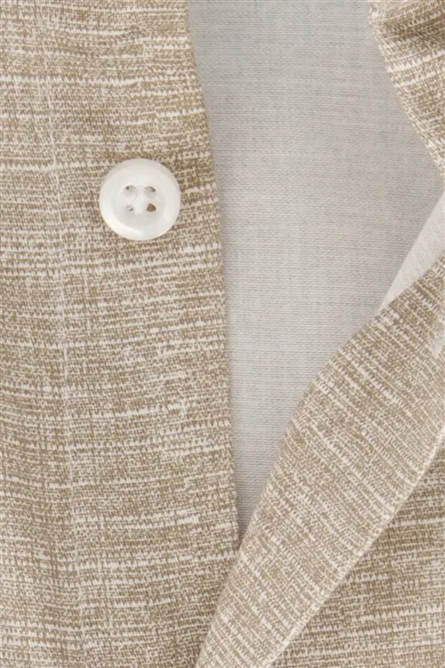 John Miller overhemd mouwlengte 7 normale fit beige effen katoen Tailored Fit