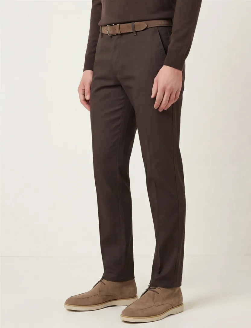 M.E.N.S. chino bruin katoen
