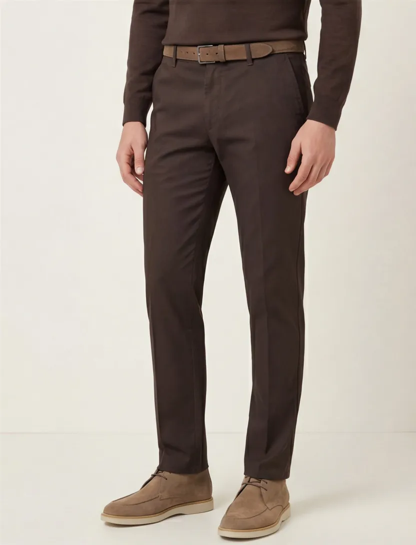 M.E.N.S. chino bruin katoen