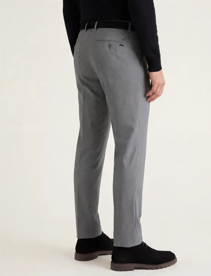 katoenen M.E.N.S. Madison broek blauw geruit chino