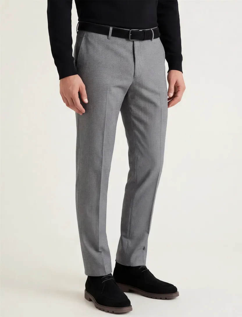 katoenen M.E.N.S. Madison broek blauw geruit chino