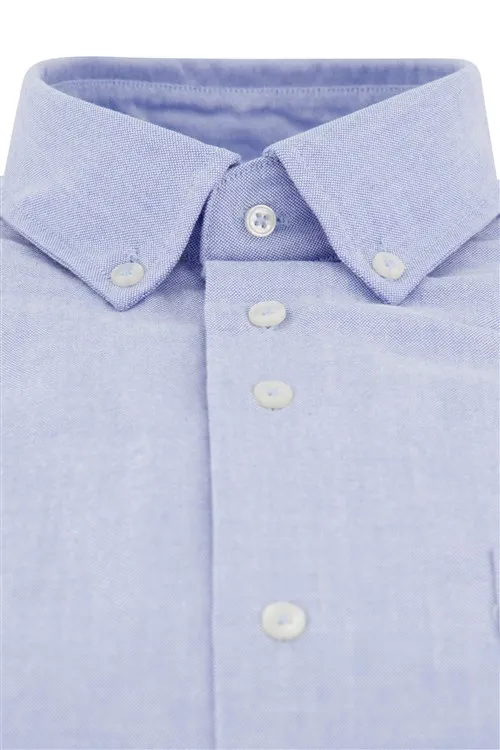 Portofino casual overhemd wijde fit lichtblauw uni 100% katoen