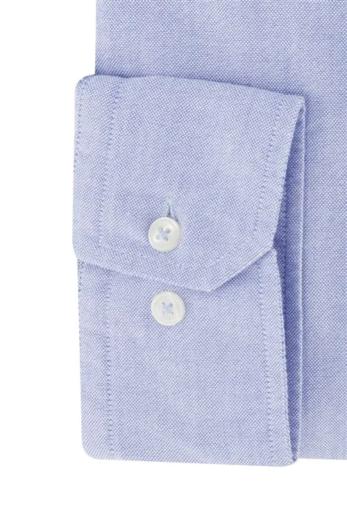 Portofino casual overhemd wijde fit lichtblauw uni 100% katoen