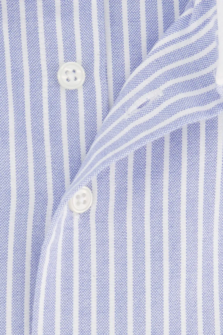 Portofino casual overhemd wijde fit lichtblauw wit gestreept