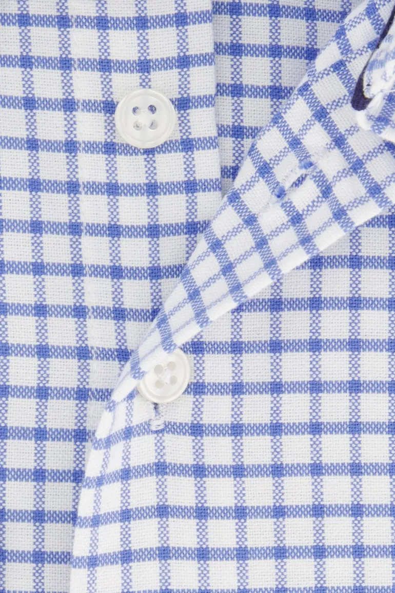 Casual overhemd Portofino Regular Fit wijde fit blauw geruit katoen
