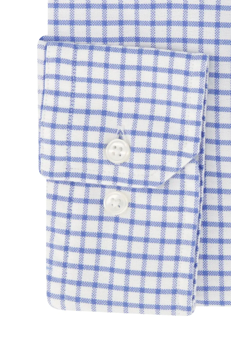 Casual overhemd Portofino Regular Fit wijde fit blauw geruit katoen