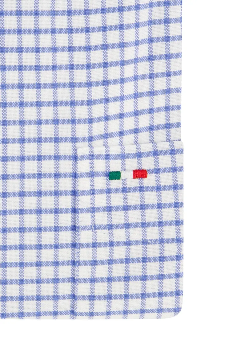Casual overhemd Portofino Regular Fit wijde fit blauw geruit katoen