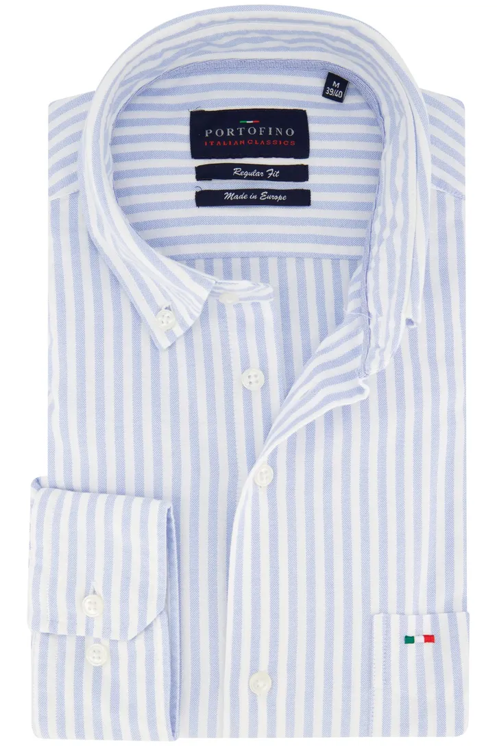 Portofino casual overhemd lichtblauw gestreept