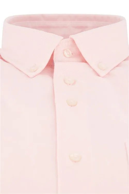 100% katoenen Portofino casual overhemd wijde fit lichtroze uni