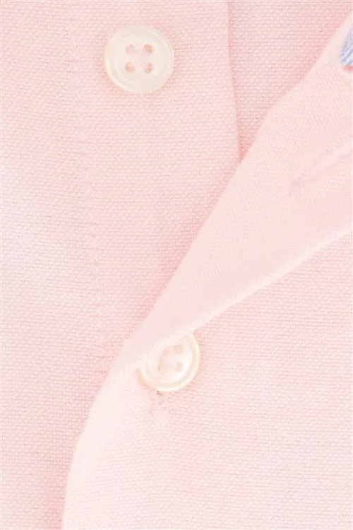 100% katoenen Portofino casual overhemd wijde fit lichtroze uni
