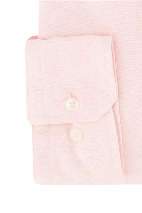 100% katoenen Portofino casual overhemd wijde fit lichtroze uni