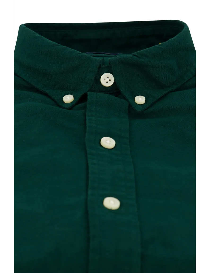 Polo Ralph Lauren casual overhemd slim fit groen effen 100% katoen