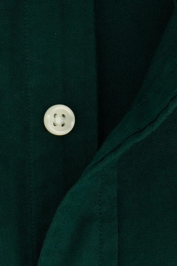 Polo Ralph Lauren casual overhemd slim fit groen effen katoen button-down boord