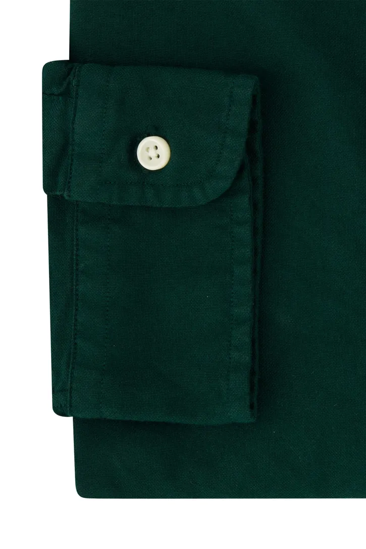 Polo Ralph Lauren casual overhemd slim fit groen effen katoen button-down boord