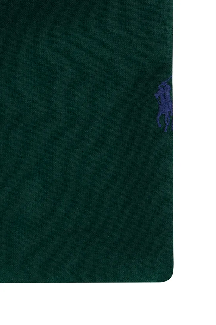 Polo Ralph Lauren casual overhemd slim fit groen effen katoen button-down boord