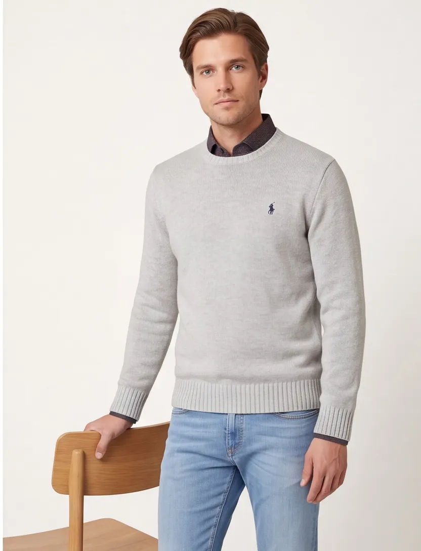 Polo Ralph Lauren sweater katoen ronde hals grijs