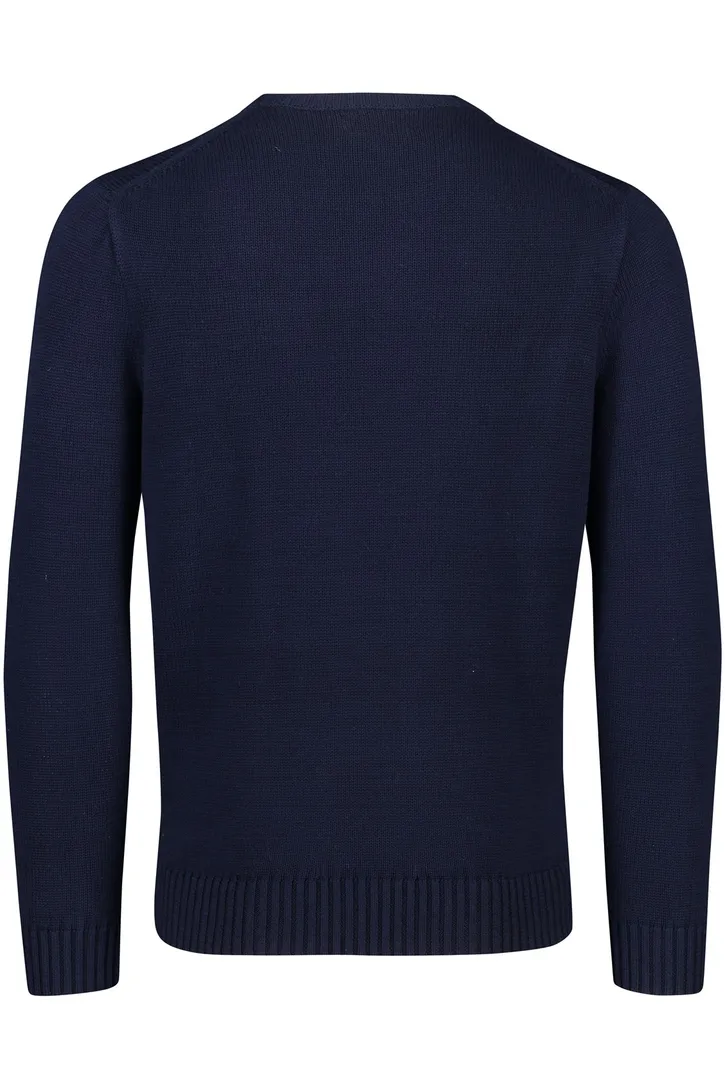 Polo Ralph Lauren trui ronde hals donkerblauw effen katoen rood logo
