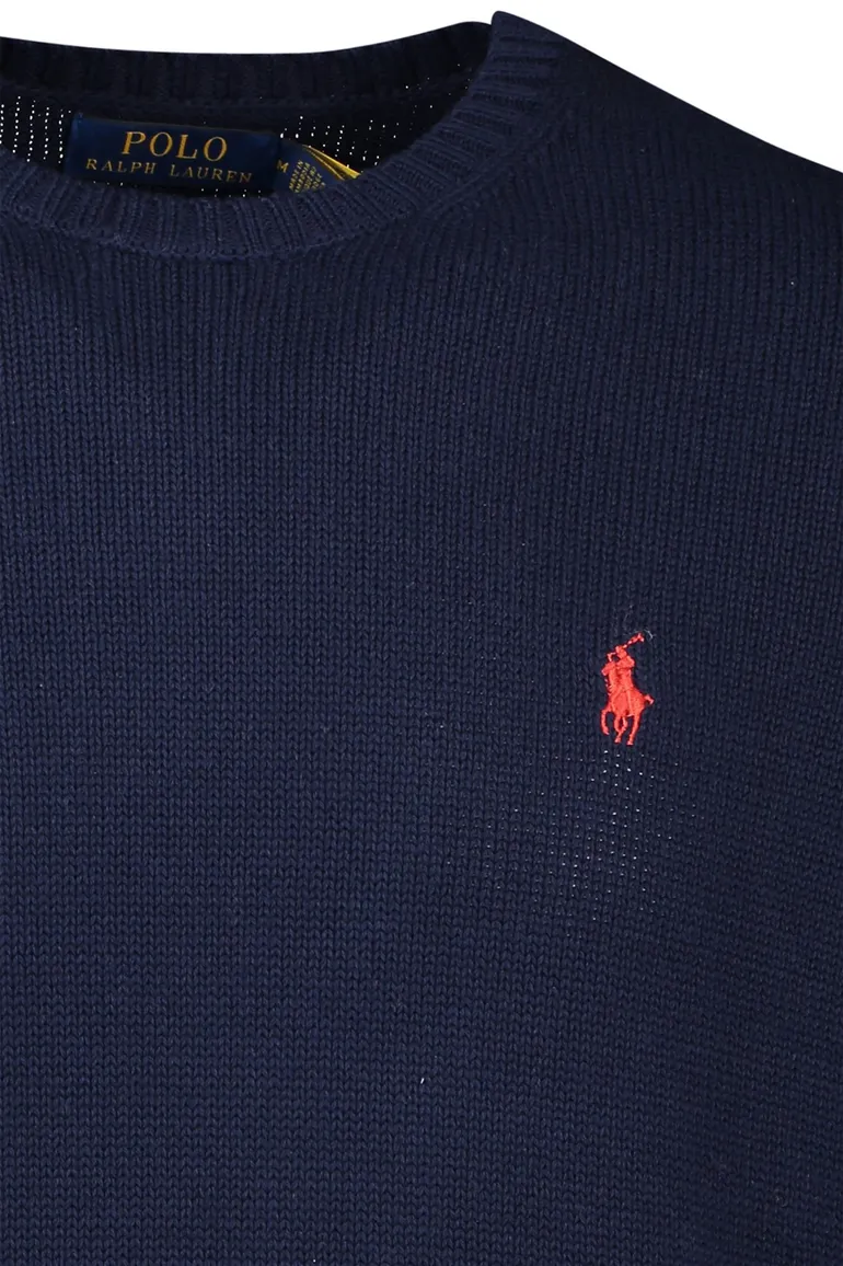 Polo Ralph Lauren trui ronde hals donkerblauw effen katoen