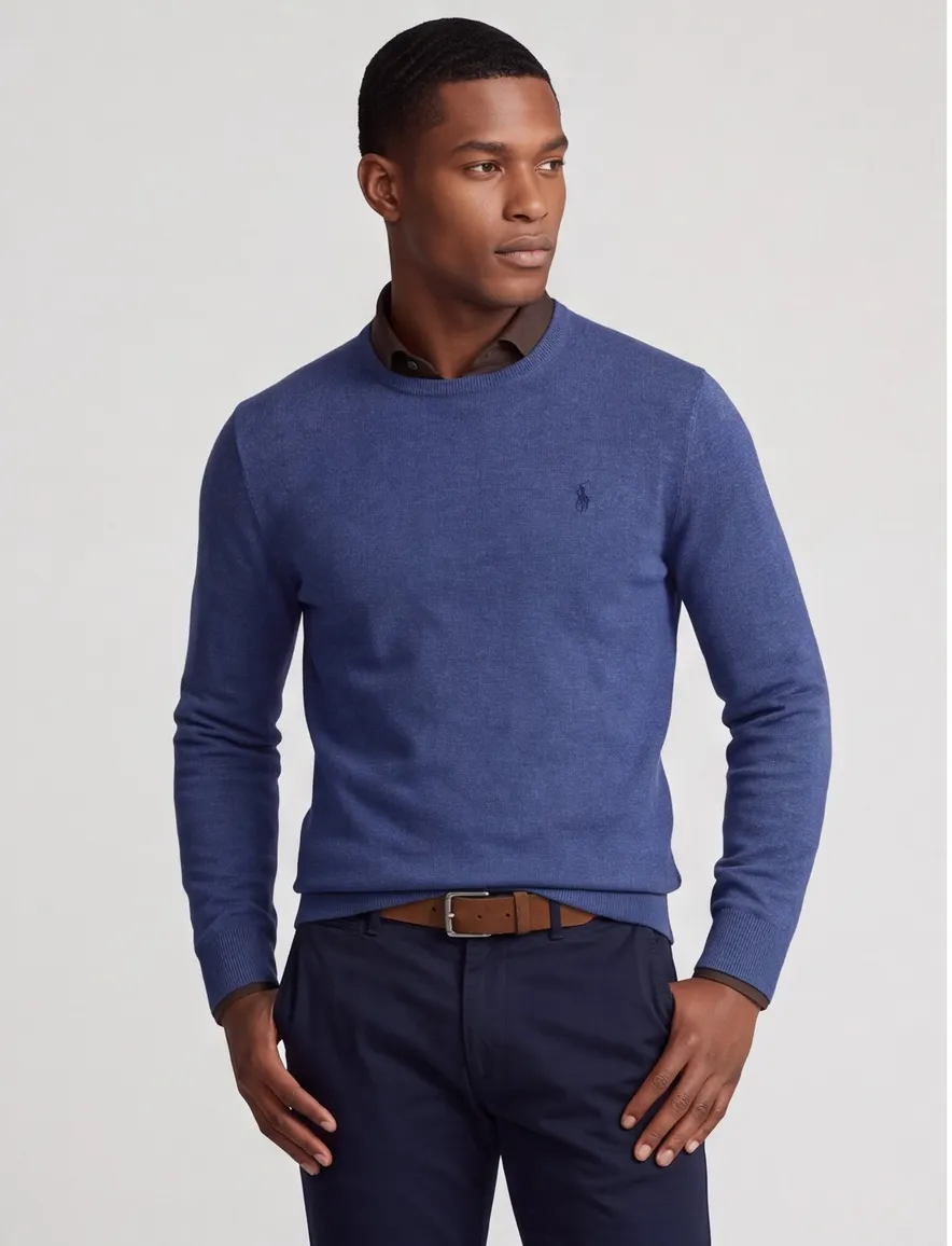 Polo Ralph Lauren trui ronde hals blauw 100% wol