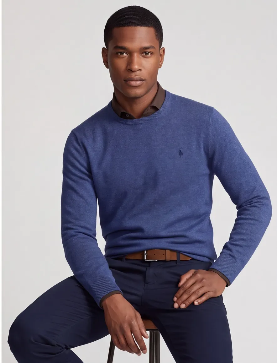 Polo Ralph Lauren trui ronde hals blauw 100% wol