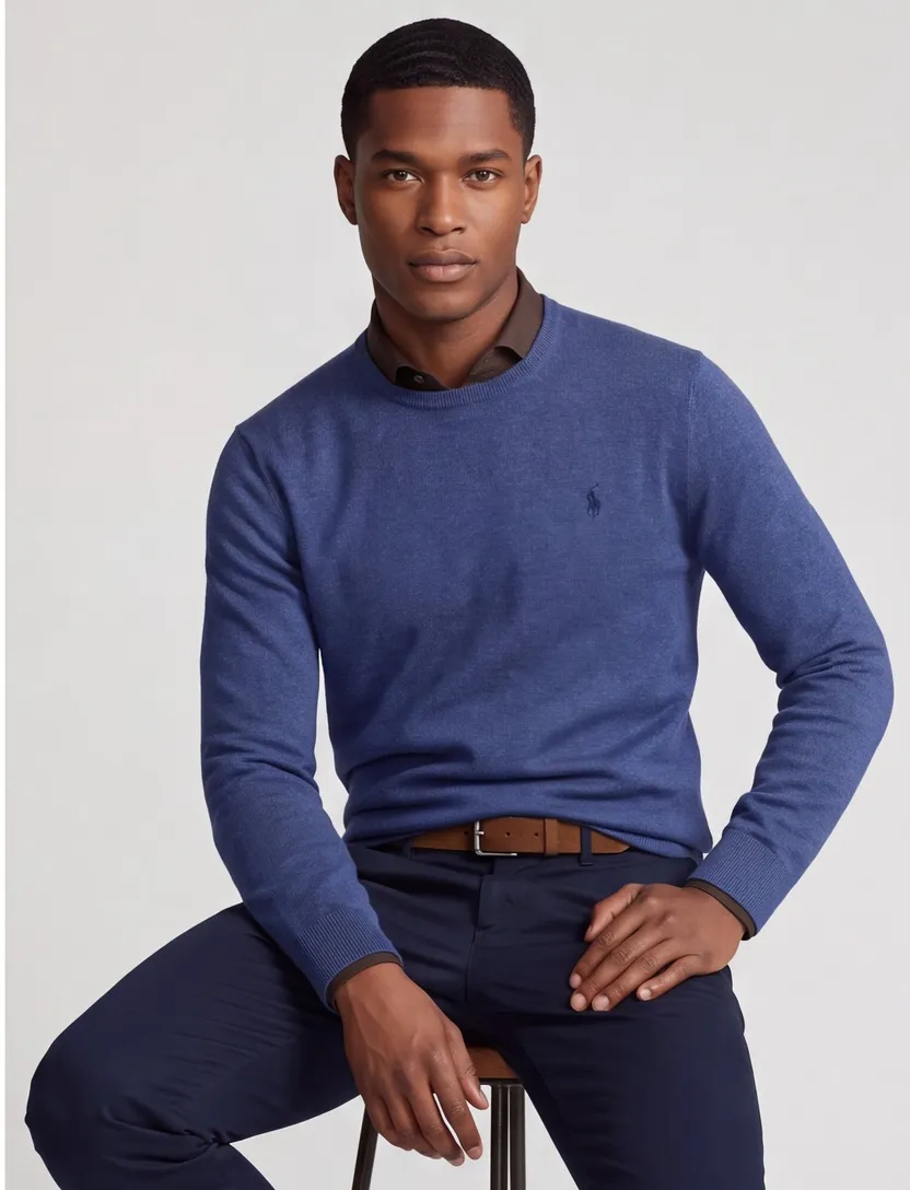 Trui Polo Ralph Lauren blauw 100% wol