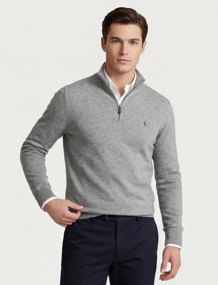 Polo Ralph Lauren trui opstaande kraag grijs wol